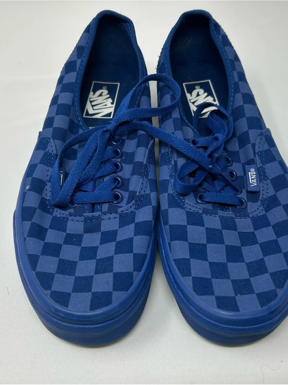 Vans Blue Checkerboard Canvas Low-Top Sneakers